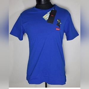 Levis X Super Mario Mens Luigi Blue T shirt size Small NWT